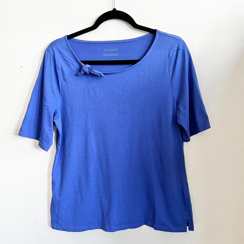 Talbots Blue Bow Top, Preppy Coquette Old Money Classic‎ Chic Retro Large